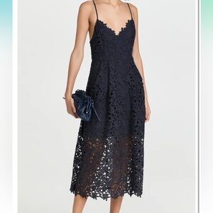 Astr the label black lace midi dress